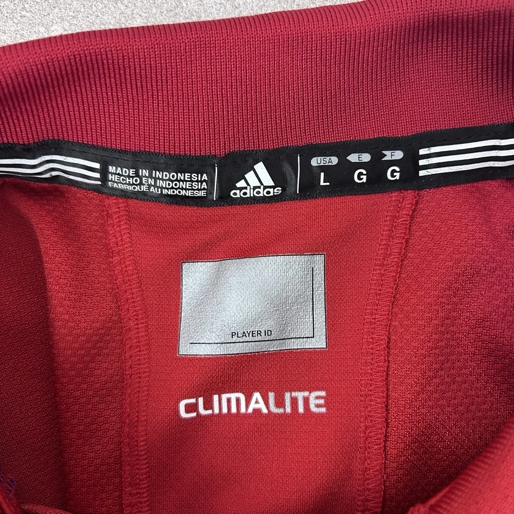 Kansas Jayhawks KU Adidas Climalite Short Sleeve Polo Shirt Men's Size Large Red